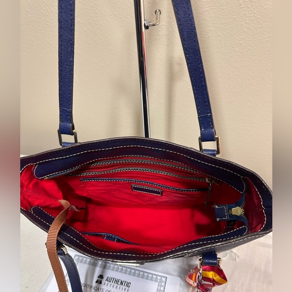Dooney & Bourke Navy Tote with Vibrant Scarf - Picture 8 of 11